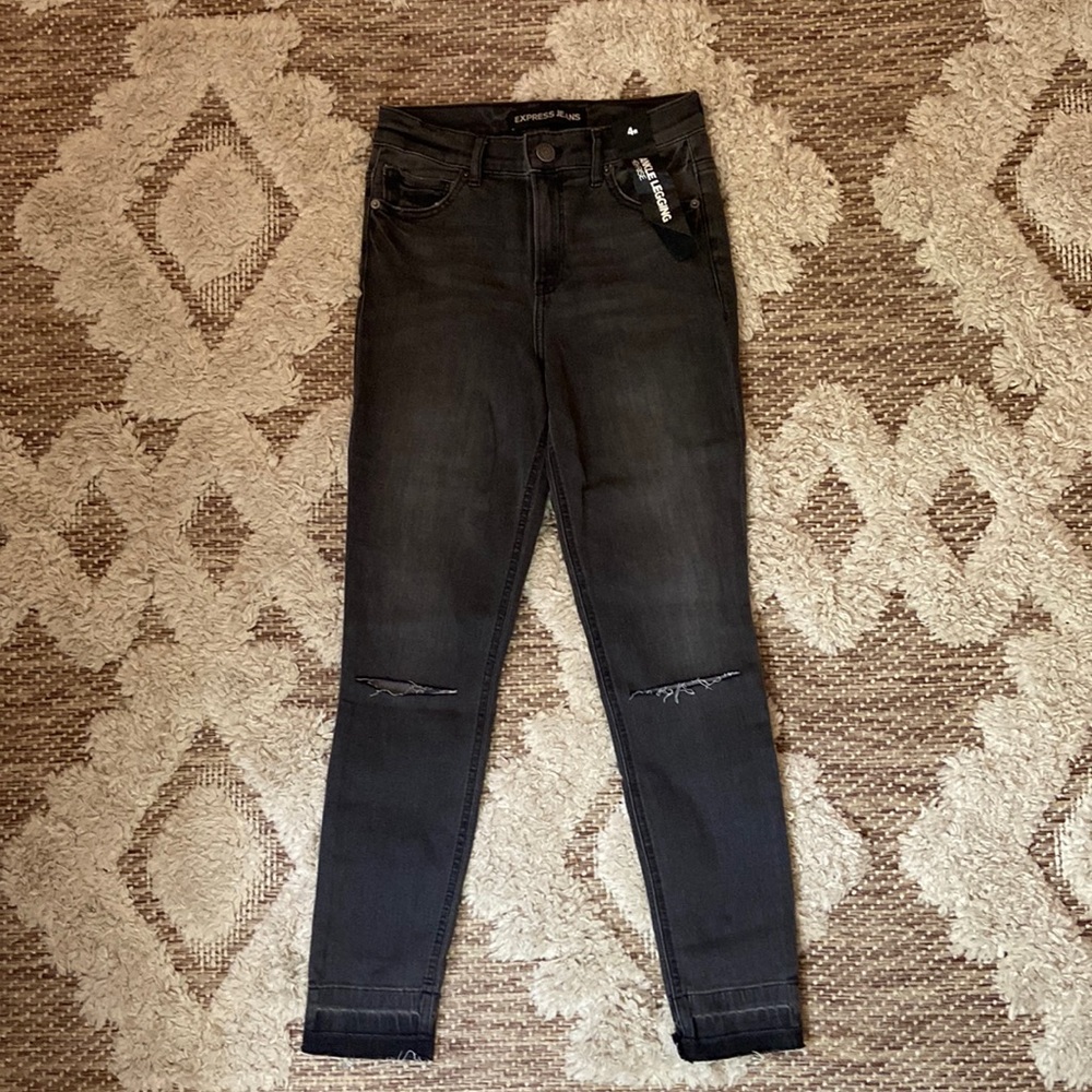 Express high rise ankle legging jeans distressed
